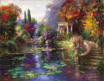 Nenúfar de estanque de jardín Pinturas al óleo